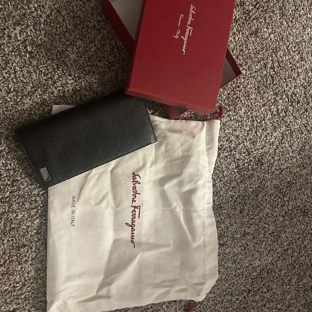 Salvatore Ferragamo Textured Black Leather Wallet